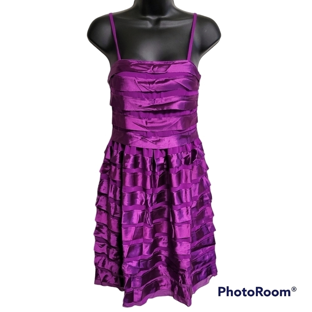 Lucy Paris Purple‎ Tiered Satin Dress